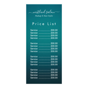 Publicitaire Carte de tarif élégante et blanche pour salon de c