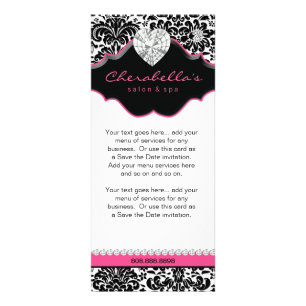 Publicitaire Carte en bijoux en rack Damask blanc noir rose flo