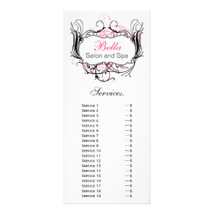 Publicitaire carte rack chic rose, noir et blanc Services