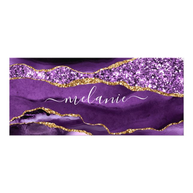 Publicitaire Carte rack de Parties scintillant en or violet ave (Devant)