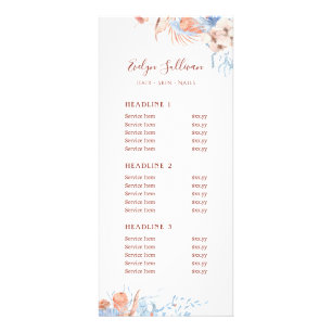 Publicitaire Carte rack Peach and blue tropical price list