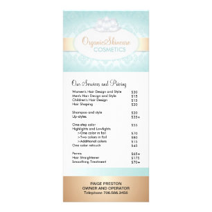 Publicitaire Cosmétique et Salon Tarifs et Carte Rack