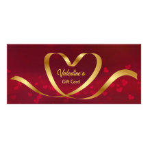 Heart Ribbon Gold Red Valentine's Day Carte cadeau