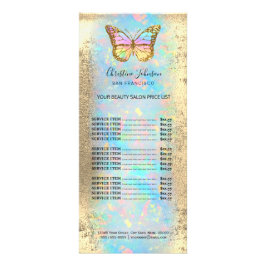 Publicitaire papillon coloré sur fausse carte porte feuille or