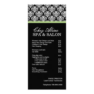 Publicitaire Tarif Salon et Spa et carte en rack