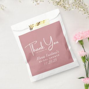 Puce Pink Brautparty Danke Kalligraphie Geschenktütchen