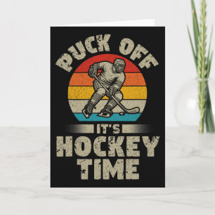 Puck ab, es ist Hockey-Zeit Retro Eishockey  Karte