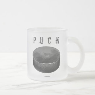 PUCK (Hockey) Frosted Glass Coffee Mug Mattglastasse