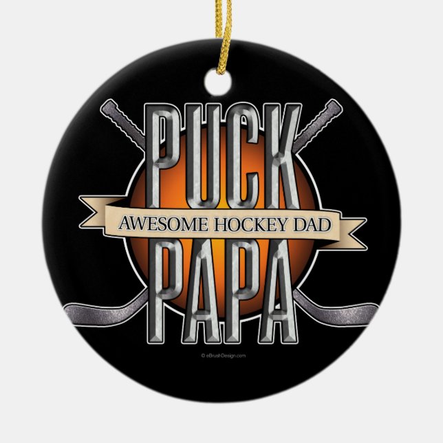 Puck Papa (Hockey-Vater) Keramikornament (Vorne)