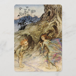 „Puck und eine Fee“ Aquarell von Arthur Rackham Einladung