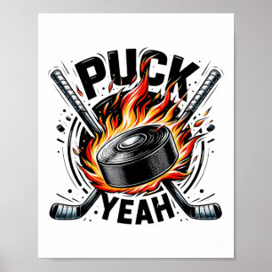 Puck Yeah Lustiger Hockey-Vater Mutter Eishockeysp Poster