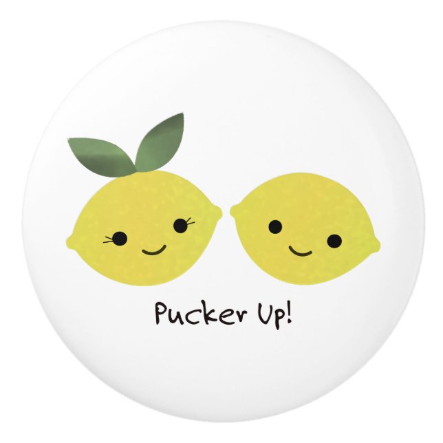 Pucker up Niedlich Kawaii Lemons Keramikknauf (Vorderseite)