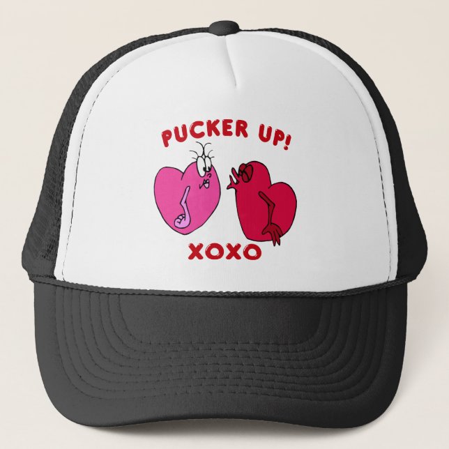 Pucker up Valentine Hörer Hat Truckerkappe (Vorderseite)