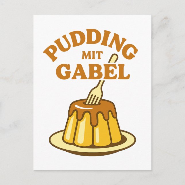 Pudding Mit Gabel Lustiges Design Postkarte (Vorderseite)
