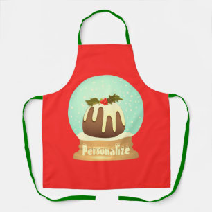 Pudding Schneeglobe Winterkuchen rot grün Schürze