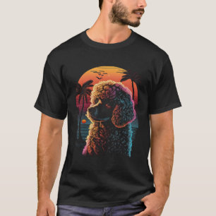 Pudel 80er Sonnenuntergang Vintage Retro Stil T-Shirt