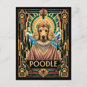 Pudel, Art Deco Hund Postkarte