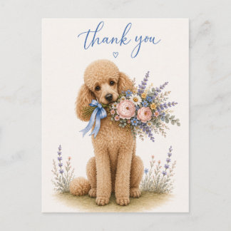 Pudel-Blumenstrauß Dankeschön Postkarte