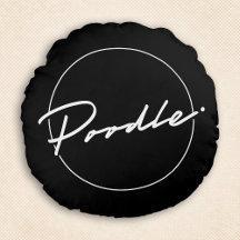 Pudel Chic Fancy Script Elegant Schwarz Rund Wurft