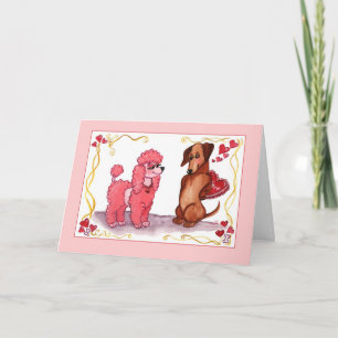 Pudel-Dackel-Hundevalentine-Karte Feiertagskarte