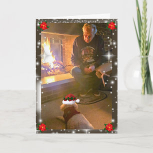 Pudel-Eltern-Weihnachts-Kamin-Grußkarte Karte