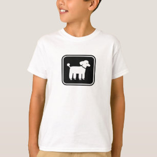 Pudel-Grafik (weiß auf Schwarzem) T-Shirt