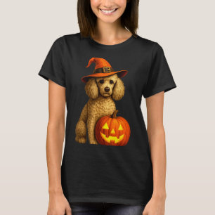 Pudel Halloween Kürbis Hexenhut Hund Kunst Familie T-Shirt