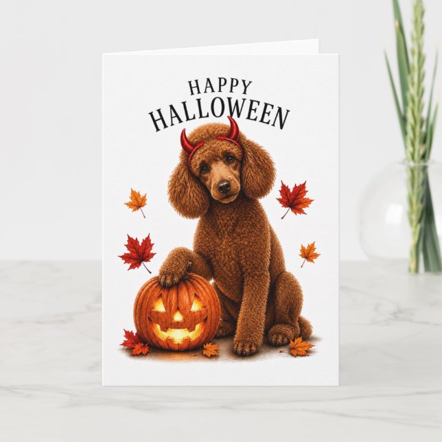 Pudel Halloween Teufelshund Karte (Vorderseite)