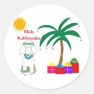 Pudel-Hawaiianer-Weihnachten Runder Aufkleber