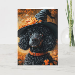 Pudel Hexe Halloween Feiertagskarte
