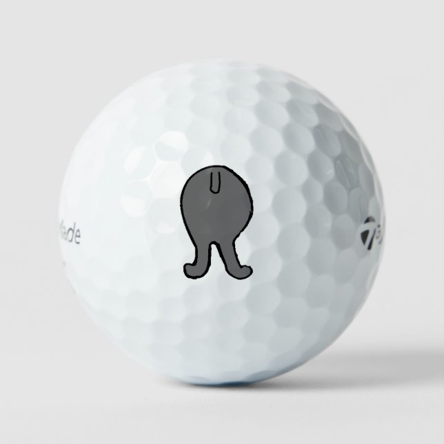 Pudel Hintern grau Golfball (Vorderseite)