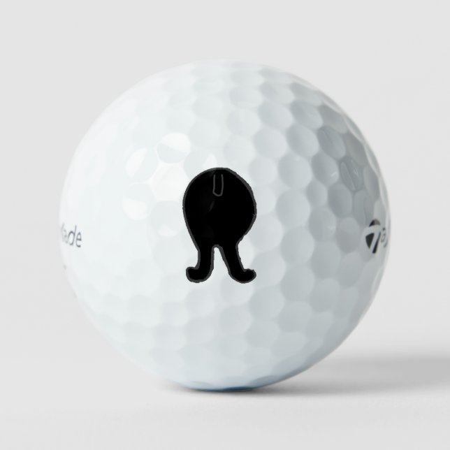 Pudel Hintern schwarz Golfball (Vorderseite)