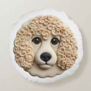 Pudel-Hund 3D Inspiriert Rundes Kissen