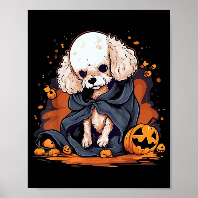 Pudel-Hund-Halloween Poster (Vorne)