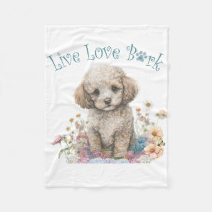 Pudel-Hund-Mama-Blumen Fleecedecke