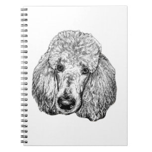 Pudel-Hund-Notizbuch – schwarzes und weißes Kopfpo Notizblock