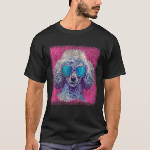 Pudel Hund trägt Sonnenbrille Vintage Retro Stil T-Shirt
