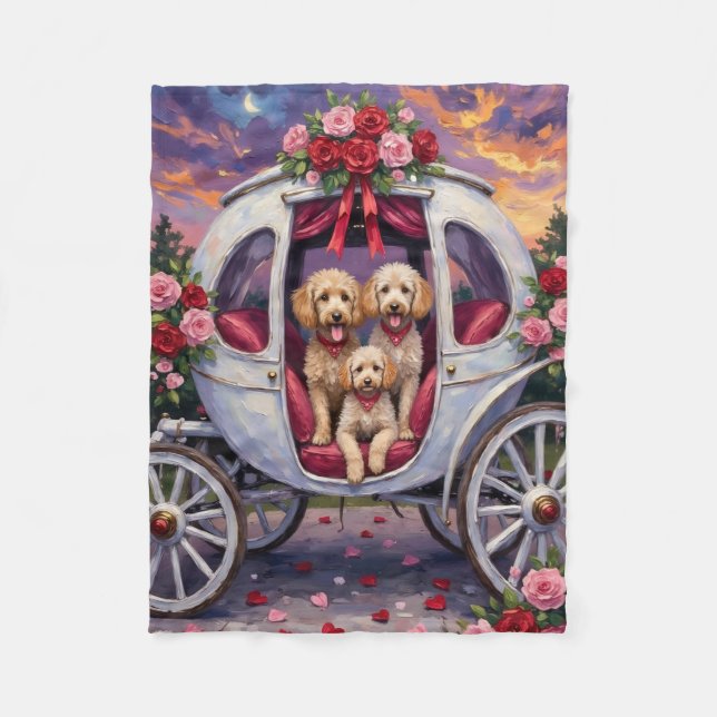 Pudel Hund Valentinstag  Fleecedecke (Vorderseite)