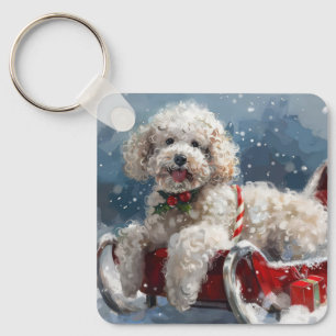 Pudel-Hund-Weihnachtsfestlich Schlüsselanhänger