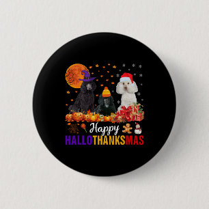 Pudel-Hund-Welpen-Hallothanksmas-Halloween-Thanksg Button