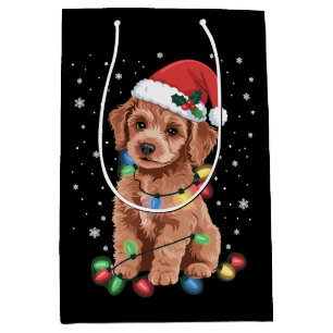Pudel-Hunde-Baum-Weihnachten-Xmas-Haustier-Tier-Hu Mittlere Geschenktüte