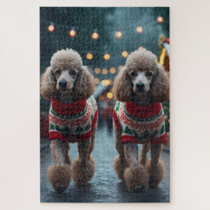 Pudel-Hunde Weihnachten Schnee Ferien
