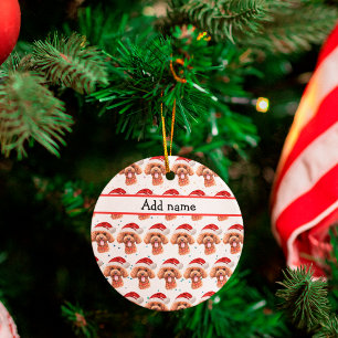 Pudel-Hunderasse Weihnachtssterne Keramik Ornament