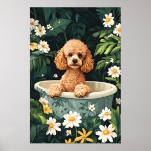 Pudel im Badewanne Poster, Lustiger Hund Poster, P Poster