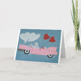 Pudel in rosa Cabrio Karte