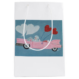 Pudel in rosa Cabrio Mittlere Geschenktüte