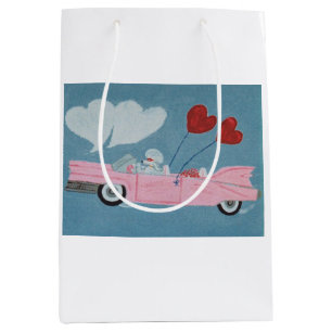 Pudel in rosa Cabrio Mittlere Geschenktüte