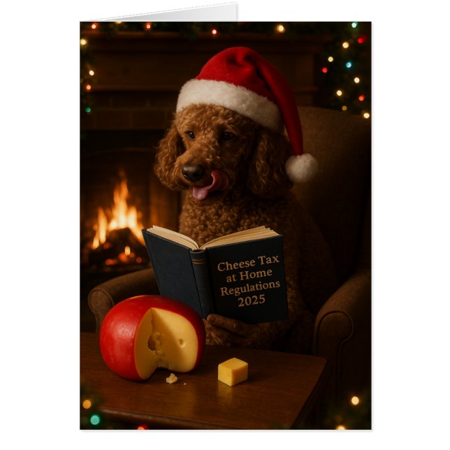 Pudel 'Käse-Steuer' Weihnachtskarte (Vorne)