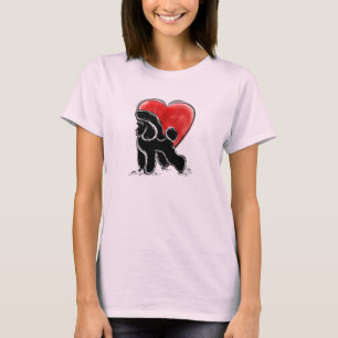 Pudel-Linolschnitt T-Shirt