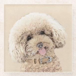 Pudel Miniatur Spielzeug Apricot Creme Braun Hund  Glasuntersetzer